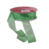 Emerald Woven Edge Organza (25mm x 20m)