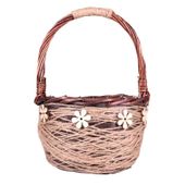 Round Basket with Flower with Handle (27cmx18cm)