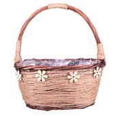 Oval Basket with Flower with Handle (27cmx24cm)