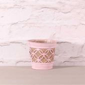 Round Metal Pot with Hessian in Pink (11.5cm)