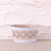 Round Metal Planter with Hessian in Lilac (16.3cm)