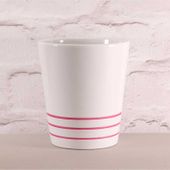 Vernon Orchid Pot White with Bands - Fuschia (13.5 x 15.5cm)