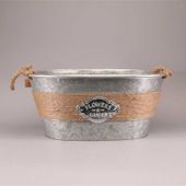 Oval Zinc Bucket with Rope  (47x35x21cm)