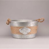 Round Zinc Bucket with Rope (36.5x20cm) 