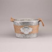 Round Zinc Bucket with Rope (31.5x18.5cm) 