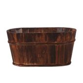 Oval Burnt Wooden Barrel (H14cm D28x16cm B24x12.5cm)