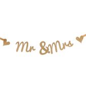 Gold Glitter Mr and Mrs Banner 