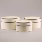 Round Hat Boxes Cream with Brown Trim (Set of 3)