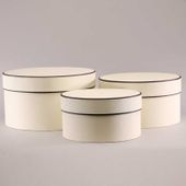 Round Hat Boxes Cream with Brown Trim (Set of 3)