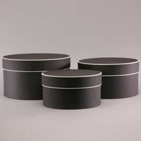 Round Hat Boxes Black with Cream Trim (Set of 3)